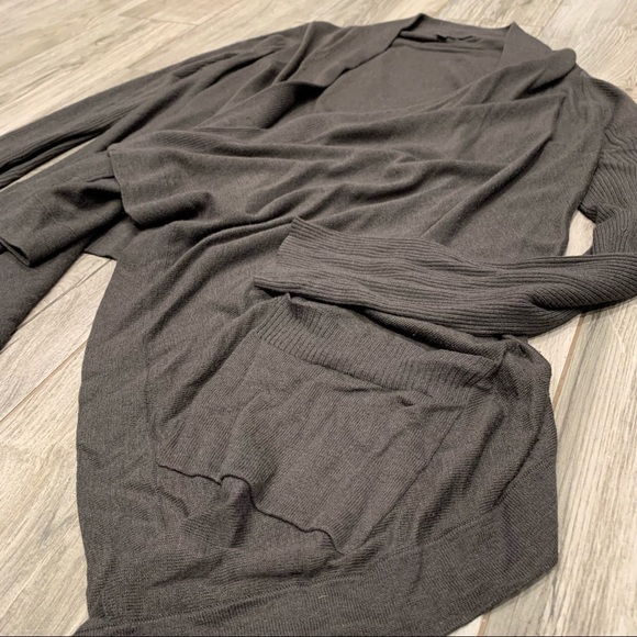 Talula Babaton Open Drape Waterfall Cardigan, Dark/Charcoal Gray in Medium - Picture 10 of 11